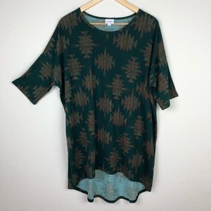 {LuLaRoe} Irma Green with Aztec Patterned Long Top